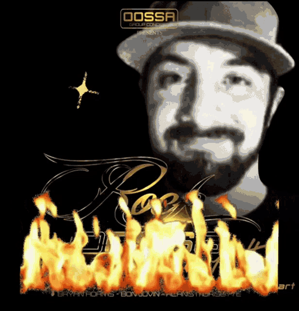 a man with a beard is on a poster that says ' rossa group ' on it