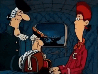a cartoon of a man in a red jacket with the letter e on his chest