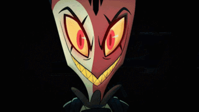 a close up of a cartoon character 's face with yellow eyes