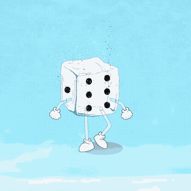 a cartoon of a dice with arms and legs