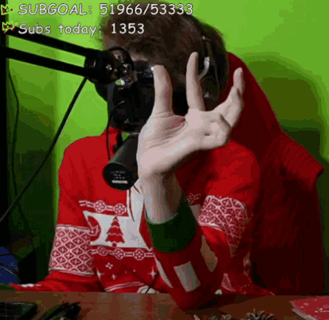 a man wearing a red sweater giving an ok sign