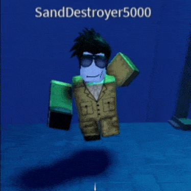 a roblox character with the name sanddestroyer5000 on the bottom