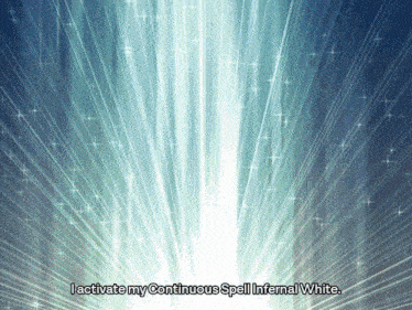 a blue background with the words i activate my continuous spell infernal white on it