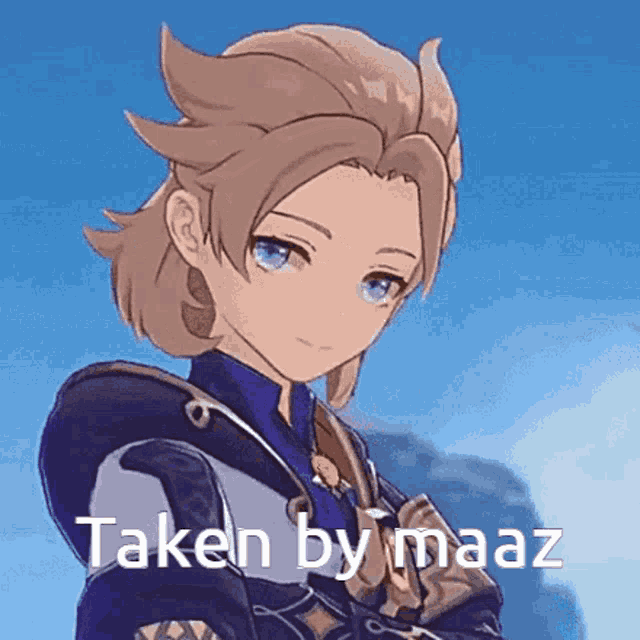 a close up of a anime character with the words `` taken by maaz '' written on the bottom .