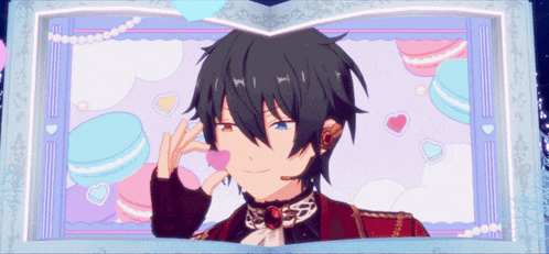 a picture of a boy with black hair and blue eyes in a book frame