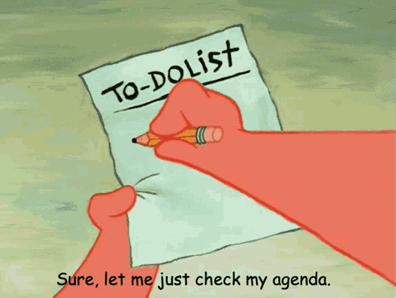 a cartoon of a hand holding a piece of paper that says " to-dolist nothing "
