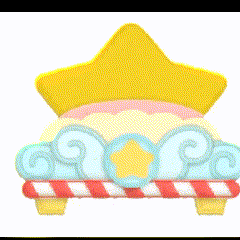 a cartoon girl is laying on a bed with a yellow star on it