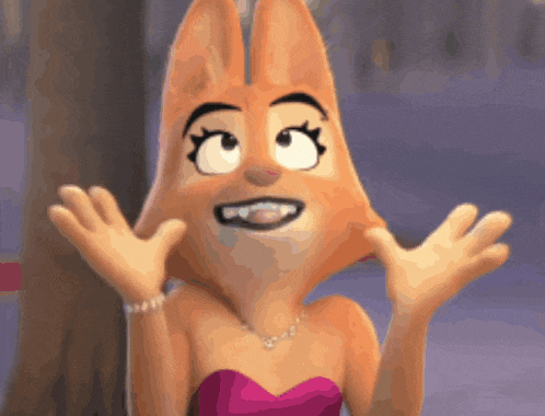 a cartoon cat wearing a pink dress and necklace