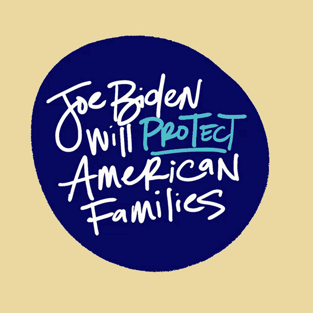 a blue circle with joe biden will protect american families