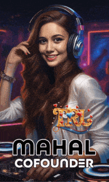 a woman wearing headphones with the name mahal cofounder on the bottom right