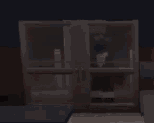 a minecraft character is standing in front of a window in a dark room .