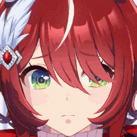 a girl with red hair and green eyes has a feather on her head