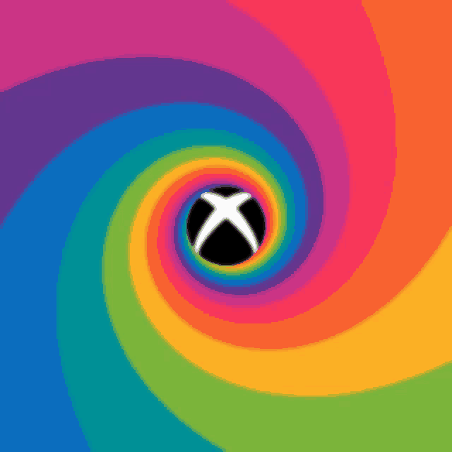 a colorful swirl with an xbox logo in the middle
