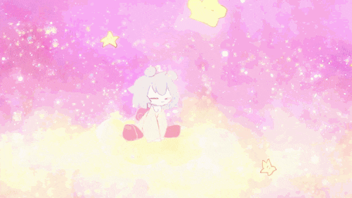a drawing of a girl sitting on a cloud