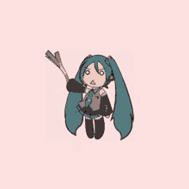 a pixel art drawing of a girl with blue hair