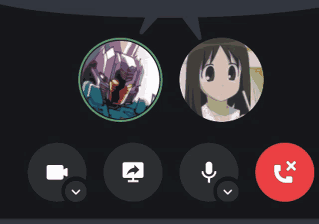 a screenshot of a video call with a picture of a robot and a girl