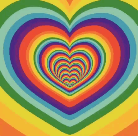 an optical illusion of a rainbow colored heart