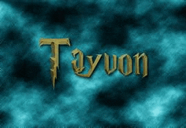 a logo for tayvon with a lightning bolt on a blue background .