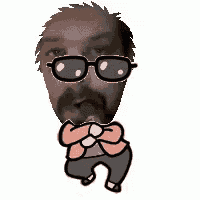 a cartoon of a man with glasses and a mustache