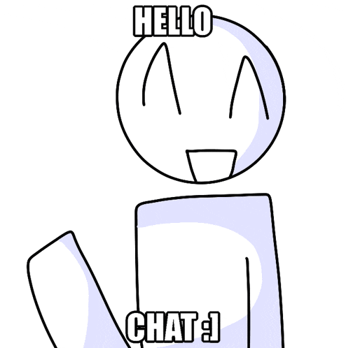 a drawing of a stick figure with the words hello chat written on it
