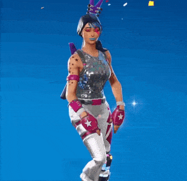 a woman in a pink and silver outfit is dancing in a video game .