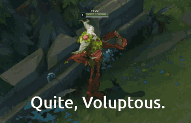 quite voluptous is written on a screen with a cartoon character