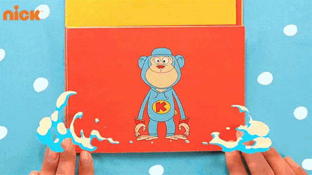 a cartoon of a monkey with the letter k on it
