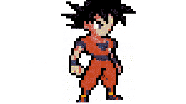 a pixel art drawing of goku and vegeta