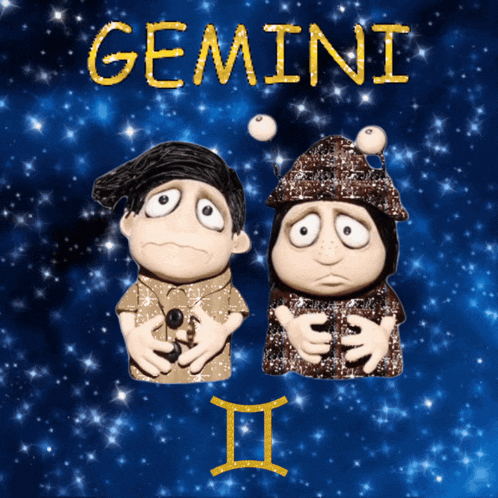 a cartoon of a boy and a girl with the word gemini written above them
