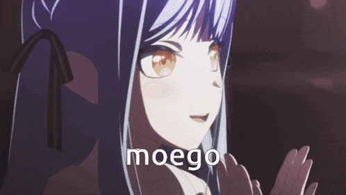 a picture of a girl with the word moego on the bottom right