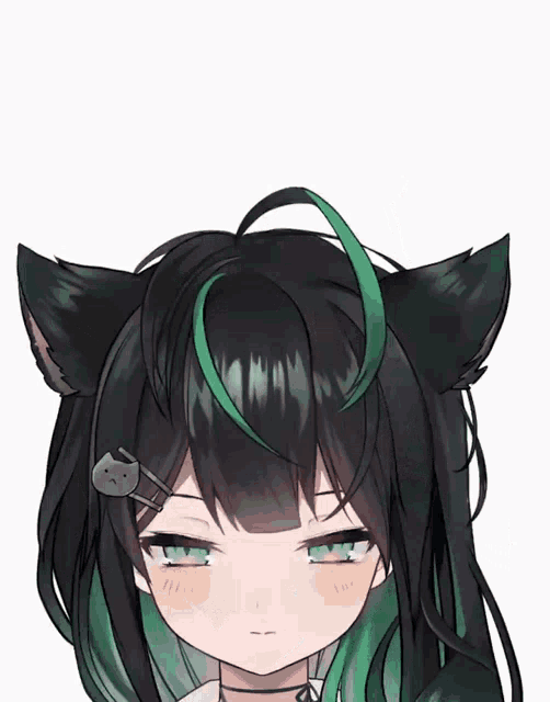 a close up of a girl with cat ears