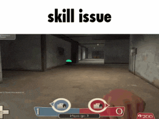 a screenshot of a video game with the words skill issue below it