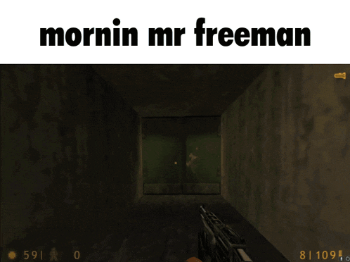 a screen shot of a video game with the words mornin mr freeman above it