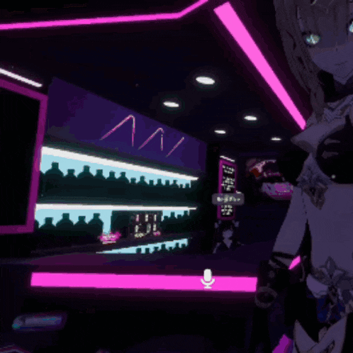 a cartoon character is standing in a dark room with a sign that says ' a / ' on it