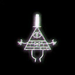 a glowing image of bill cipher from gravity falls surrounded by a circle