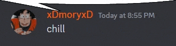 a speech bubble says xdmoryxd today at 8:55 pm