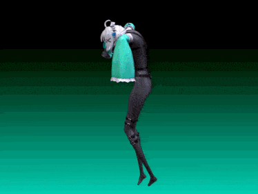 a 3d model of a person with a green sweater