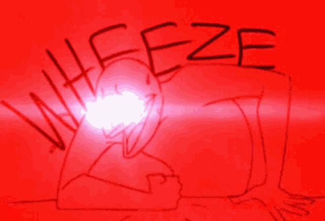 a red background with a drawing of a person and the word weeze on it