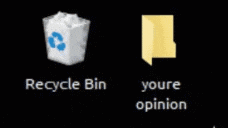 a recycle bin next to a folder with a mouse pointer