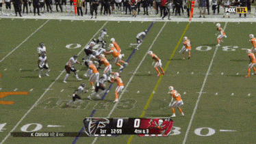 a football game is being played between falcons and buccaneers