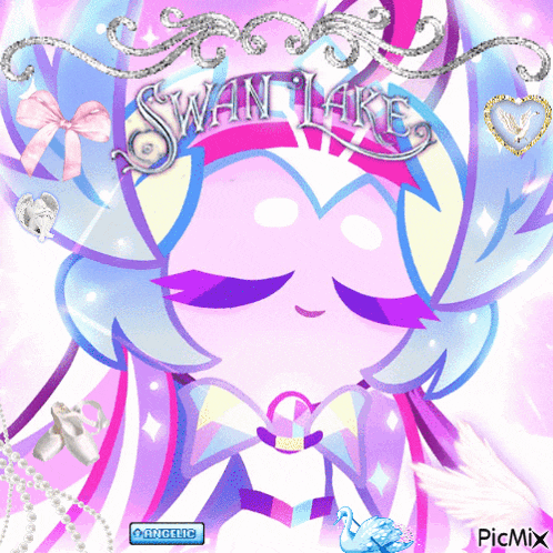 a picture of a girl with a swan lake crown on her head
