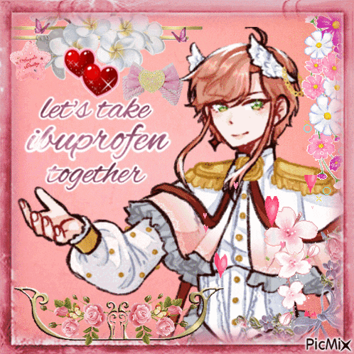 a picture of a boy with the words let 's take ibuprofen together on it