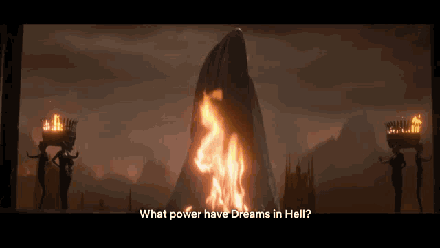 a screen shot of a video game with the words what power have dreams in hell at the bottom