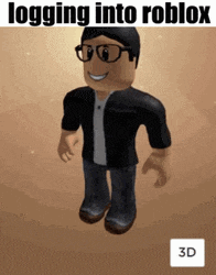 a picture of a roblox character with glasses and the words logging into roblox