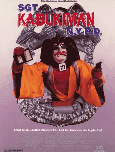 a poster for sgt kabukiman nypd shows a man in a kimono