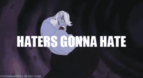a picture of a cartoon character with the words haters gonna hate