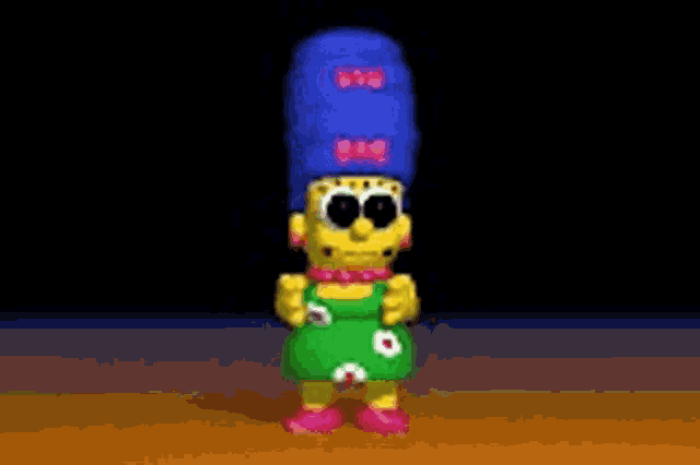 marge simpson from the simpsons is dancing in a green dress