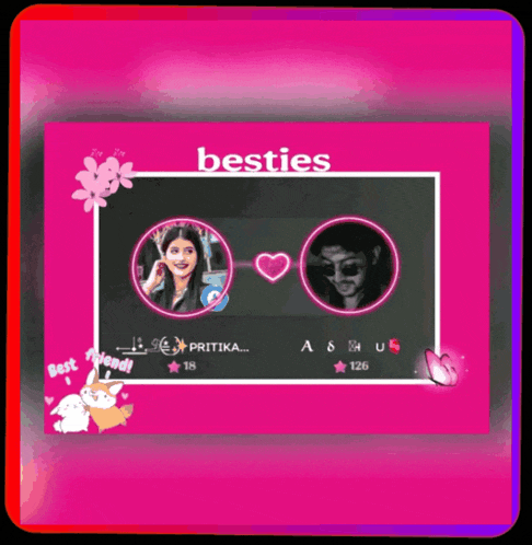 a picture of a man and a woman with the words besties on the bottom