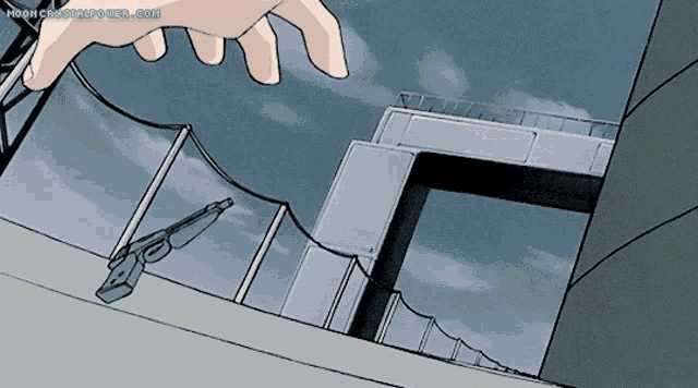 a cartoon drawing of a person holding a gun with the website mooncrystalpower.com written below it