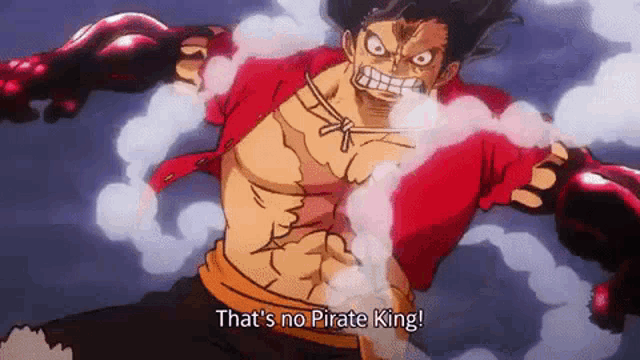luffy from one piece is a very muscular man with a lot of smoke coming out of his hands .